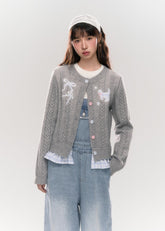 Candy Cat Flower Knit Cardigan